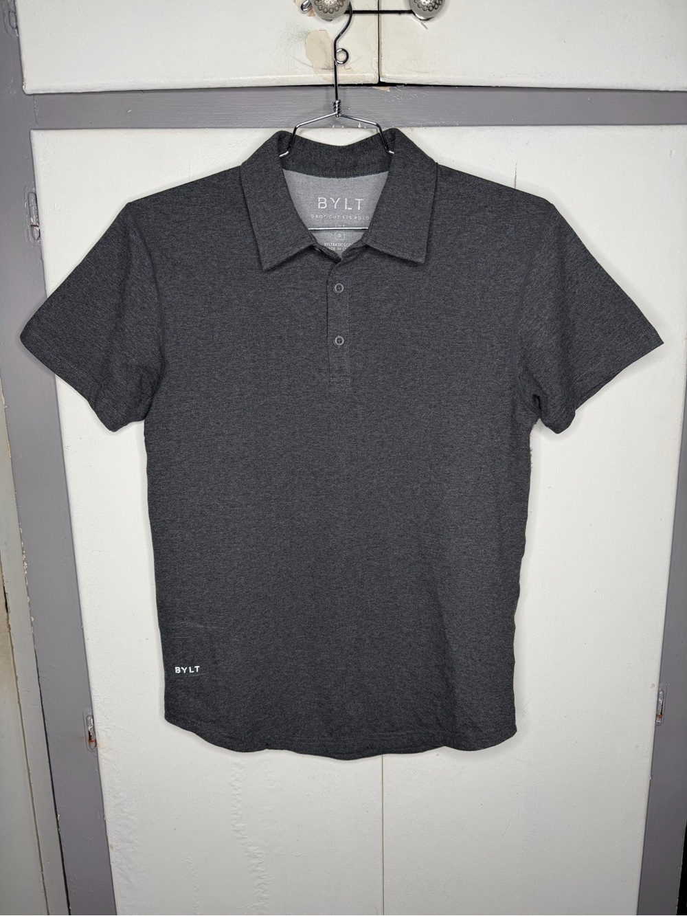 BYLT Men's Drop Cut Lux S/S Gray Polo Shirt Size Small